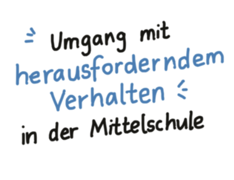 Schriftzug: Umgang mit herausforderndem Verhalten in der Mittelschule